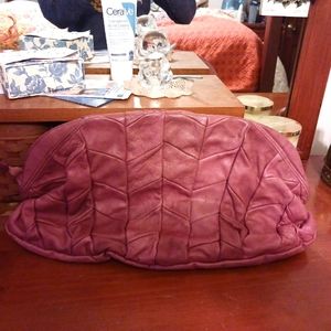 Vintage Sabina of New York Genuine Leather Clutch In Rosewood